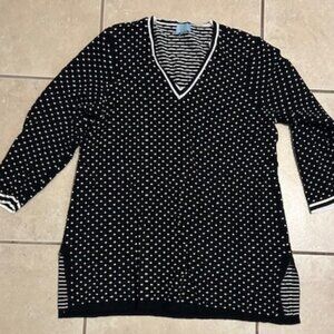 CeCe Black and White Spring Sweater